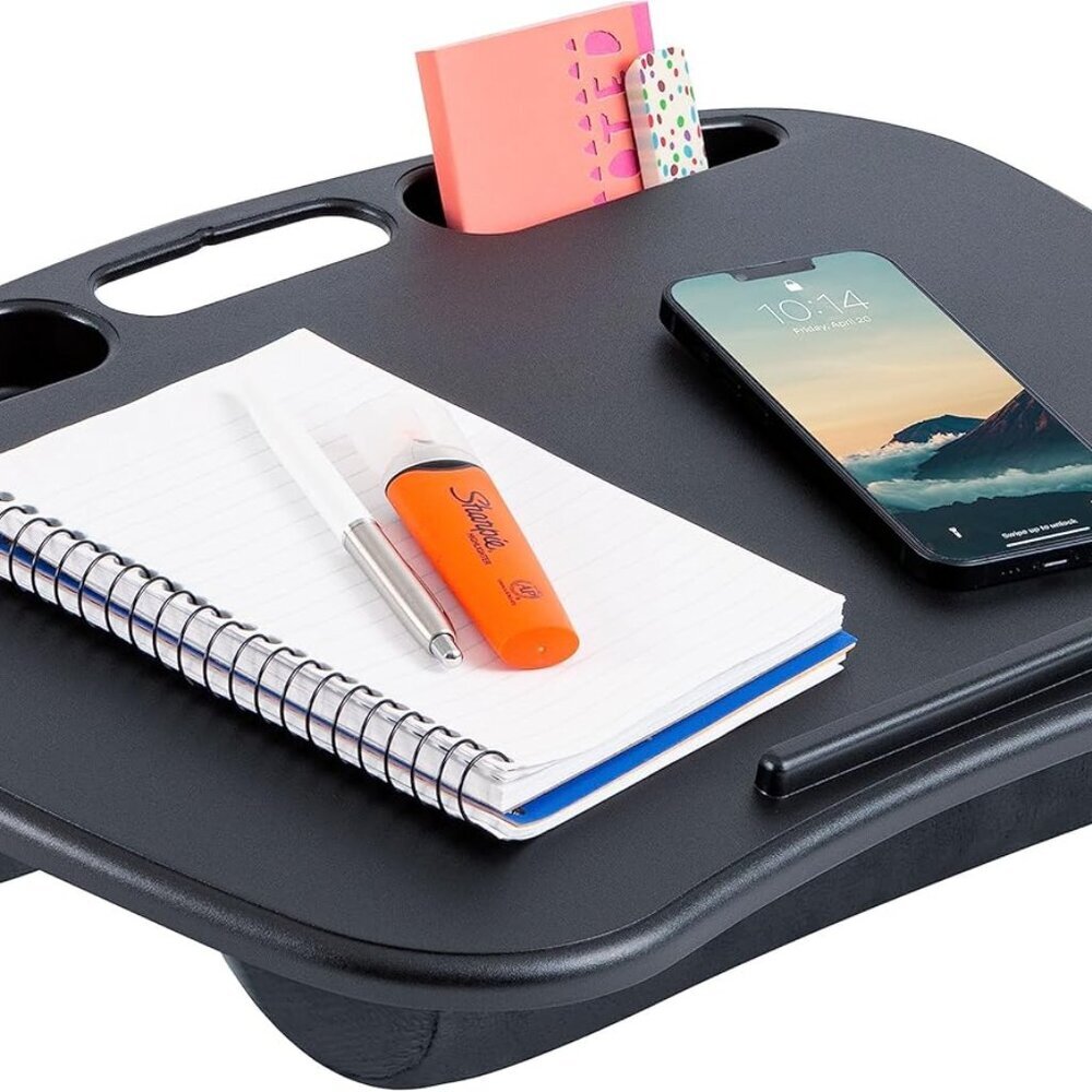 MyDesk Lap Desk with Device Ledge and Phone Holder - Black - Fits up to 15.6 Inc